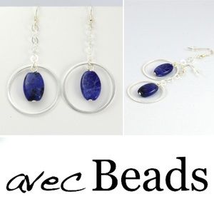Blue sodalite & sterling silver dangling earrings